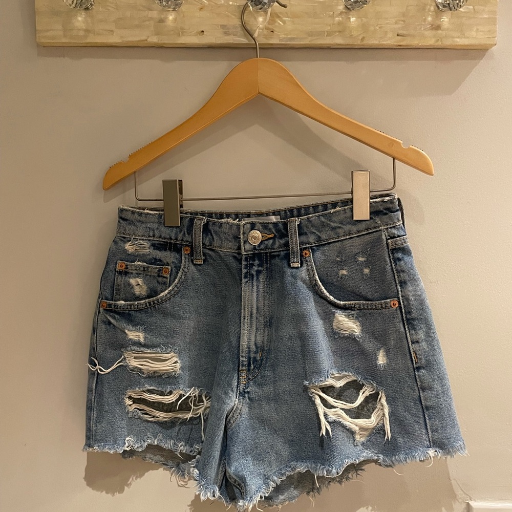 Zara High Waisted Denim Shorts